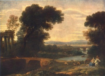 クロード・ロラン Painting - エジプトへの飛行中の休息者との風景 1666年 クロード・ロラン